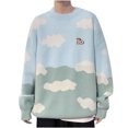 thumbnail image 3 of EGNMCR Pull Col Rond pour Hommes, Pull Unisexe Couple Mode Vache Manches Longues Pull Tricoté, 3 of 6
