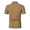 thumbnail image 4 of EGNMCR Men Casual Solid Turndown Pullover Patchwork Zipper Short Sleeve Blouse, 4 of 5