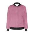 thumbnail image 5 of Womens Fashion Jacket Casual Stand Collar Zip Up Lightweight Coat Fall Color Block Jackets with Pockets Pink XXL, 5 of 5