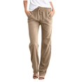 thumbnail image 1 of Women Pants Casual Yoga Straight Leg Comfy Drawstring Lounge Running Long Active Sweat Plus Size Cargo Trousers, 1 of 2
