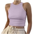 thumbnail image 3 of Yuyuzo Camisole Courte pour Femmes Décontractée Basique Sans Manches à Col Rond en Tricot Côtelé Ajustée Hauts de Sortie, 3 of 7