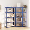 thumbnail image 1 of vidaXL 5-Layer Shelves 2 pcs Blue Steel&Engineered Wood, 1 of 5