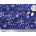 thumbnail image 2 of Soimoi Blue Modal Satin Fabric Snow Flakes Floral Fabric Prints By Yard 42 Inch Wide, 2 of 5
