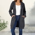 thumbnail image 2 of HAiming Womens over Size Solid Color Long Hoodie Jacket Casual Long Sleeve Drawstring Hooded Sweatshirt, 2 of 9