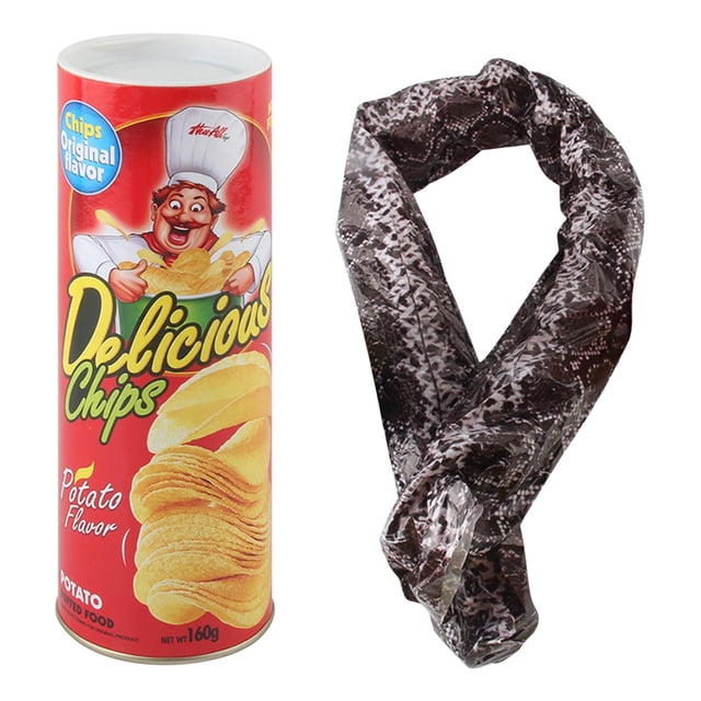 EGNMCR Potato Chips Snake Prank Potato Chip Snake Can Snake In A Potato Chip Can Prank Potato Chip Cans Scary Trick Jump Spring Snake Toy Novelty Funny prop