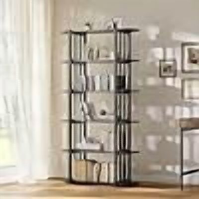 6 Tier Bookshelf, Freestanding Bookcase Storage Shelving Unit, Metal Frame and Particle Board, 11.81"D x 33.07"W x 70.87"H,Black