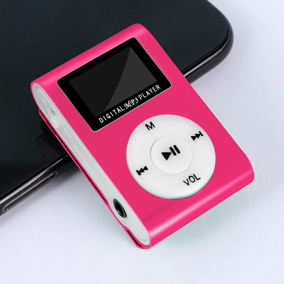 Portable MP3 Player with LCD Screen, Staron Compact Sports Music Player 1PC USB Support MP1 MP2 MP3, Small Clip-On Digital Audio Player for Gym Running Travel with Rechargeable Battery, Pink