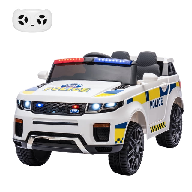 Kojooin 12V Kids Police Car Ride on Toy with Remote Control, Electric Ride on Car for Toddlers Battery Powered Truck Electric Vehicle with Intercom, Flashing & LED Lights, Spring Suspension
