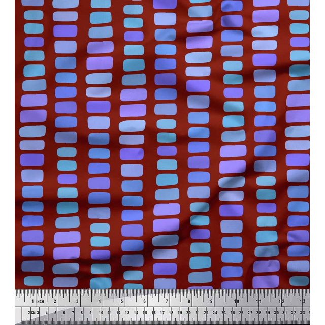 Soimoi Red Modal Satin Fabric Brush Stroke Abstract Print Sewing Fabric Yard 42 Inch Wide