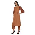 thumbnail image 3 of Moomaya Ensemble Kurta Ethnique Imprimé Palazzo à Col Rond en Coton Slub pour Femmes Grande Taille, 3 of 5