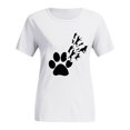 thumbnail image 1 of CEHVOM T-Shirts Imprimés pour Femmes Grande Taille Col Rond Imprimé Chat Manches Courtes Tee Graphique Hauts, 1 of 4