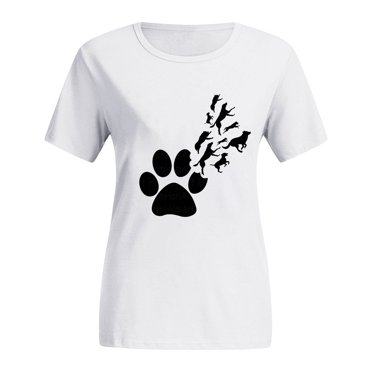 Hauts d'Été pour Femmes 2023 T-Shirts à Col Rond Imprimés pour Femmes Grande Taille T-Shirt Graphique à Manches Courtes à Imprimé Chat