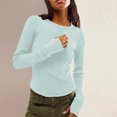 thumbnail image 2 of Yuyuzo Women's Ribbed Knit Tops Long Sleeve Crewneck Slim Tight T Shirts 2025 Basic Solid Color Tees, 2 of 7