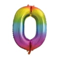 thumbnail image 1 of Rainbow Foil Balloon, Number 0 Shaped, 34", 1 of 2