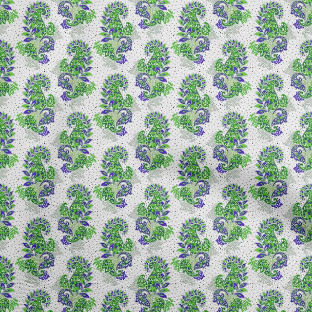 oneOone Rayon Green Fabric Paisleys Sewing Material Print Fabric By The Yard 56 Inch Wide