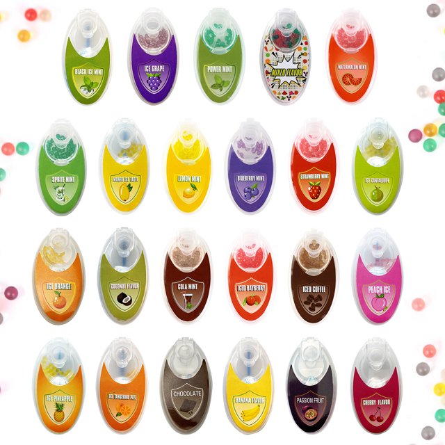Mistaha Capsules for Explosion Beads Ball Capsule Capsules, containing 200pcs burst beads in vibrant flavors like mint, fruit, and chocolate. Compact and portable, these capsules are crafted from natural vegetable oil and gum. Suitable for enhancing taste and stress relief, they can also be creatively used in arts and crafts projects, such as adding texture or decorative elements to art painting supplies.