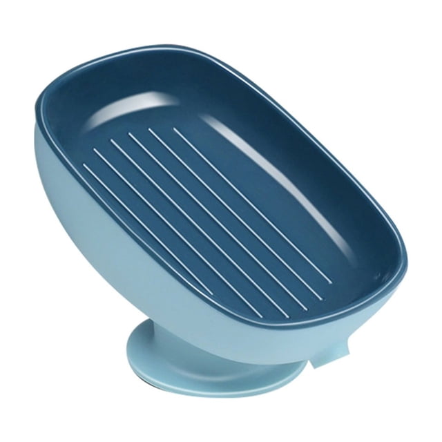 Wall Mounted Soap Dish Holder with Strong Suction Cups for Bathroom Shower Kitchen Easy to Clean Drain Design
