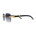 thumbnail image 4 of 90s Music Mogul Gangster Rapper Rimless Narrow Rectangle Luxury Sunglasses Gold Black Smoke, 4 of 4