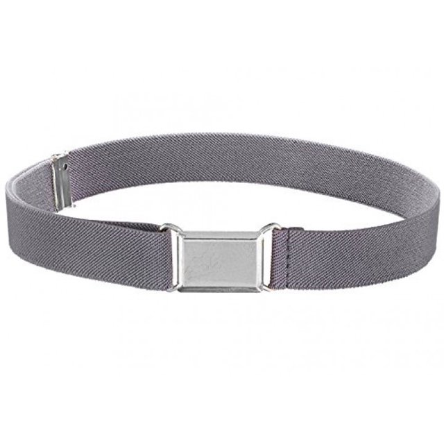 Ceinture Élastique Ajustable pour Enfants avec Boucle Carrée Argentée - Gris