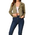 thumbnail image 1 of INSPIRE CHIC Women's Motorcycle Jacket Faux Suede Solid Color Asymmetric Zipper Jacket S Pale Khaki, 1 of 6