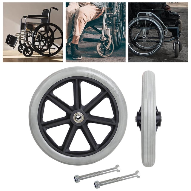 2x Front Wheel 8inch Bearing Casters Wheel PVC Casters Replacement Front Wheels Wheelchairs Anti for Wheelchairs Accessories Replacement Wheels Rollators Walkers Gray
