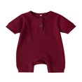 thumbnail image 1 of Baby Boys Girls Romper Ribbed Short Sleeve Knit Cotton One Piece Jumpsuit, 1 of 6