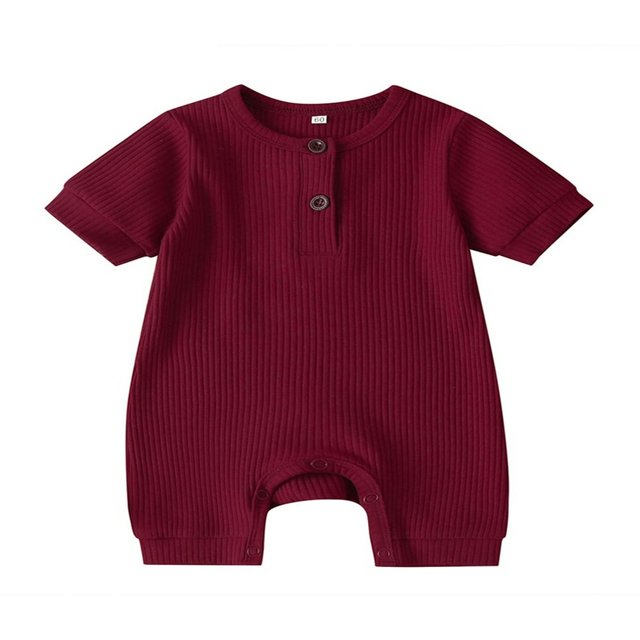 Baby Boys Girls Romper Ribbed Short Sleeve Knit Cotton One Piece Jumpsuit
