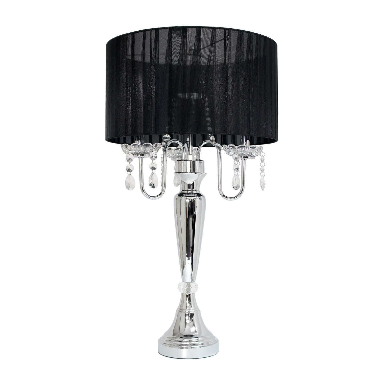 Elegant Designs Trendy Romantic Sheer Shade Table Lamp with Hanging Crystals