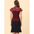 thumbnail image 4 of INSPIRE CHIC Blouse Semi-Transparente pour Femme à Col Montant, Manches Courtes, Dos Goutte d'Eau, 4 of 5
