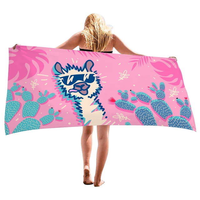 TopLLC Microfiber Beach Towel, Oversized Cute Animal Pattern Sand-Free Beach Towel, Thin Lightweight Absorbent Quick Dry Pool Towels Soft Breathable Travel Bath Towel for Adults Kids(30"x59")