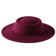 thumbnail image 1 of Female Hat Solid Color Flat-Top Cap Blower Hat Woolen Cap Fedoras, 1 of 5