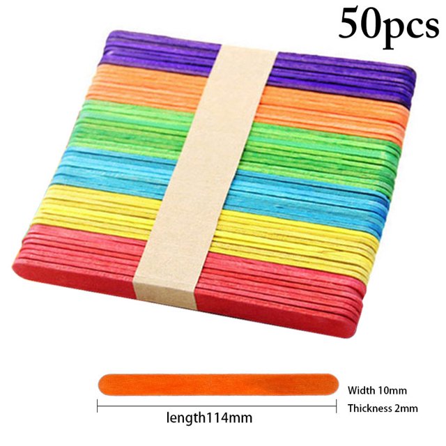 Coofit 50PCS Kids Ice Cream Stick DIY Safe Creative Wooden Popsicle Stick Ice Pop Stick
