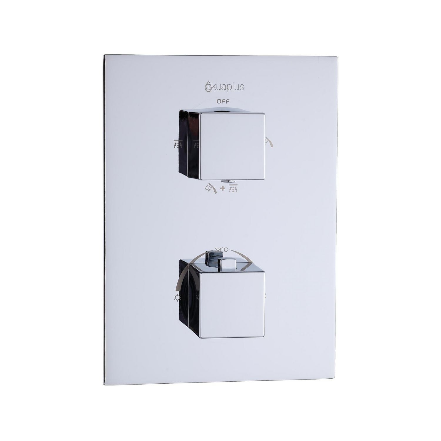 Valve thermostatique carrée 3 functions, Douchette à main, pomme de douche ou simultanément