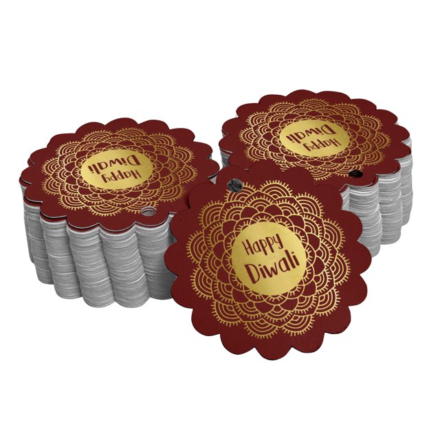 Inkdotpot Pack Of 50 Real Gold Foil Paper Tags Happy Diwali Favor Hang Tags