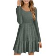 thumbnail image 1 of cfhntfmh Robe Chandail à Manches Longues pour Femmes Robe Mini en Tricot Doux à Manches Longues Décontractée d'Automne Col Rond Robe Moulante Côtelée, 1 of 6