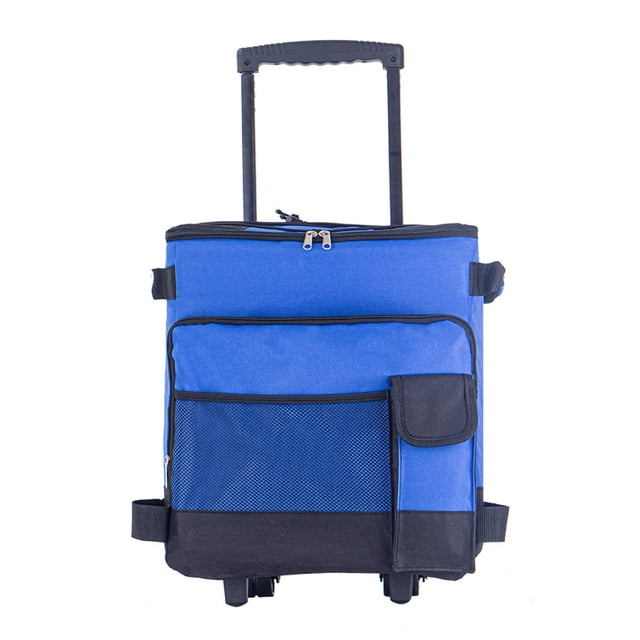 ZLight Sac de 43 L avec Roues Capacité de Tige Glacière de Camping Portable Sac à Multiples Poches Roue de Prêt Oxford et Durable Camping Bleu