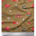 thumbnail image 1 of Soimoi Modal Satin Fabric House,Gift Box & Santa Christmas Print Fabric by the Yard 42 Inch Wide, 1 of 1