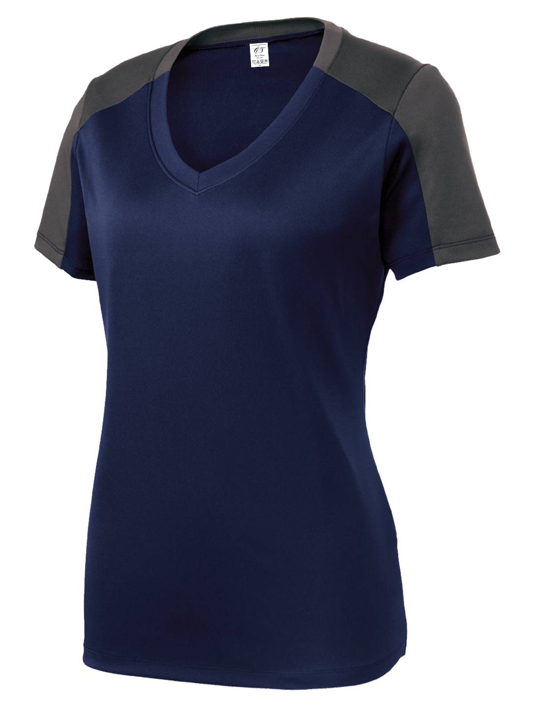 Gravity Threads Womens Sleeve-Blocked Moisture Wicking Shirt - True Navy/Iron Grey - Small