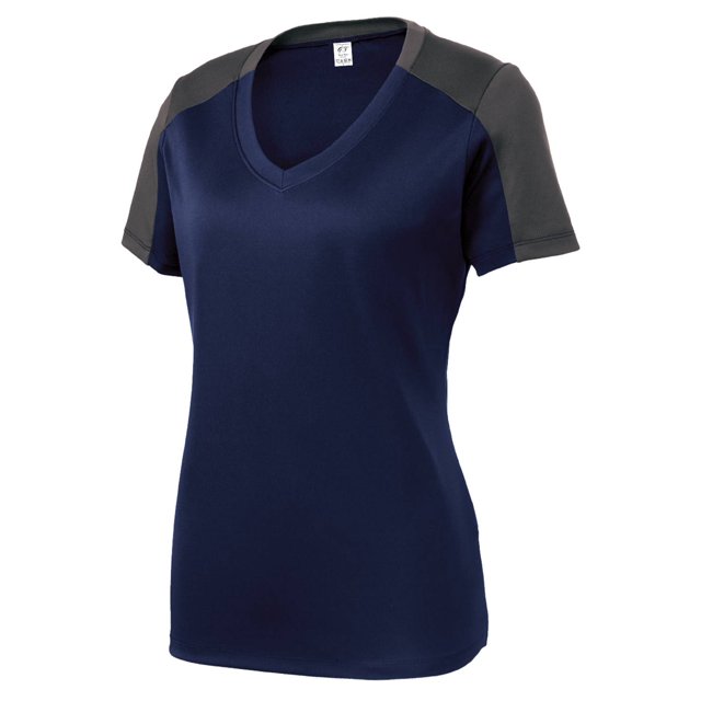 Gravity Threads Chemise à Manches pour Femmes - Bleu Marine/gris Fer - Très Grand