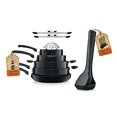 thumbnail image 1 of NutriChef Kitchenware Cookware, Non-Stick Pans and Pots with foldable Knob, Space Saving, Stackable, Nylon Tools, Induction Base, Black (17-Piece Set), One Size, 1 of 5