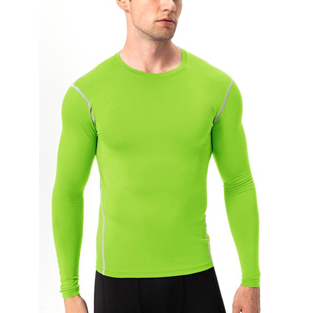 Innerwin Hauts de Musculation à Manches Longues T-Shirt de Sport pour Hommes Couche de Base de Gym Chandails de Compression Décontractés Vert Pâle L