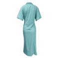 thumbnail image 4 of Pompotops Robe d'Été Décontractée à Manches Courtes pour Femmes, Sexy, Unie, avec Boutons et Ouverture à la Fourche, 4 of 5