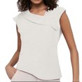 thumbnail image 1 of Womens Tops Dressy Casual Cap Sleeve Asymmetrical V Neck Work Shirts Blouses, 1 of 4