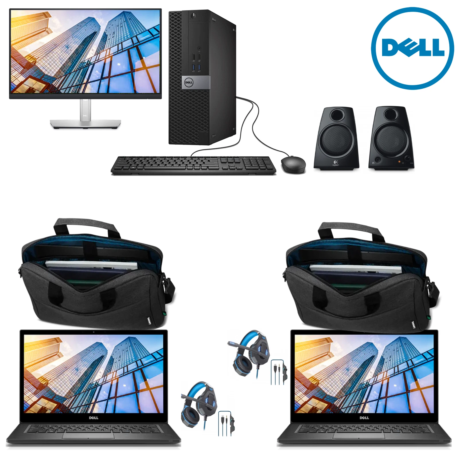 Dell Special Combo Package (i567C) 2x 14" Laptop and Desktop PC with 24" Monitor Refurbished
