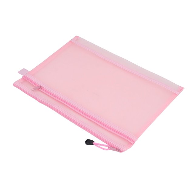 Pochette à Fermeture Éclair en Maille Double Couche, Poignée Portable Robuste et Résistante aux Déchirures Cadeau Idéal Sac de Documents en Maille de Nylon A4 pour Bureau École Maison