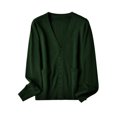 thumbnail image 1 of LUXUR Manteau pour Femme à Boutons, Cardigan à Manches Longues, Chandail Décontracté, Veste à Col en V, Vert Foncé, 2TG, 1 of 2