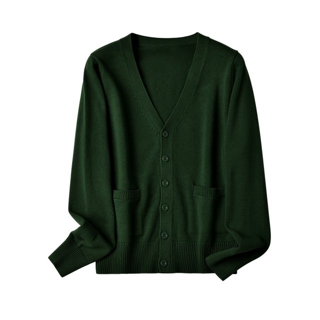 LUXUR Manteau pour Femme à Boutons, Cardigan à Manches Longues, Chandail Décontracté, Veste à Col en V, Vert Foncé, 2TG