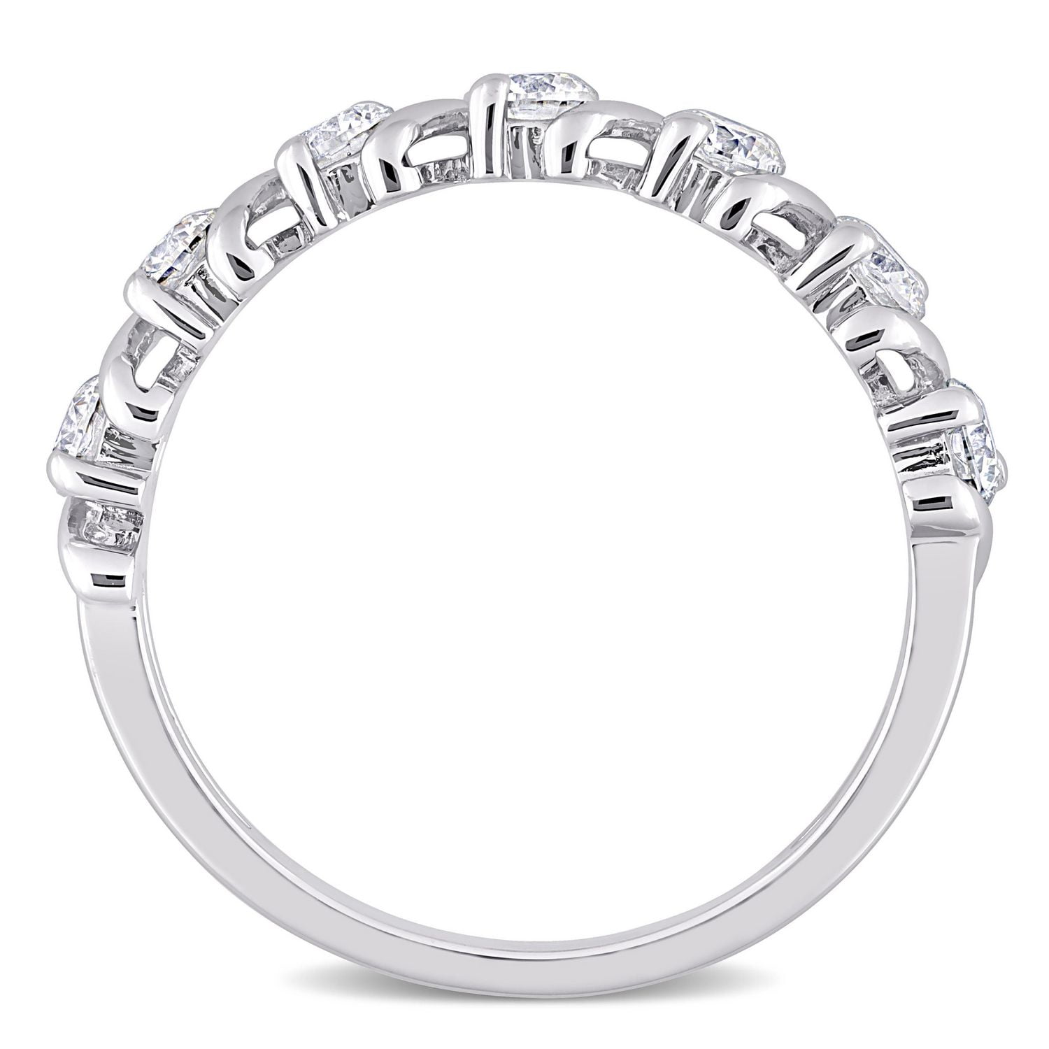 Miabella Bague semi-éternité vague en argent sterling avec moissanite 3/4 carat p.g.t.