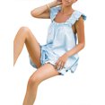 thumbnail image 3 of Faithtur Womenacute;s Summer 2PCS Pajamas Sets Sleeveless Backless Sling Vest + Solid Color Ruffle Shorts, 3 of 8