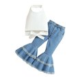 thumbnail image 1 of Plebaso Baby Girls Two-Piece Sets Sleeveless Round Neck Tops Flared Denim Pants Kids Summer Clothes, 1 of 7